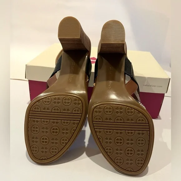 Naturalizer Lahnny Leather Sandal Black and White Snake Print size 8.5M NWOT - Picture 5 of 8